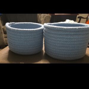 Blue Woven Storage Baskets